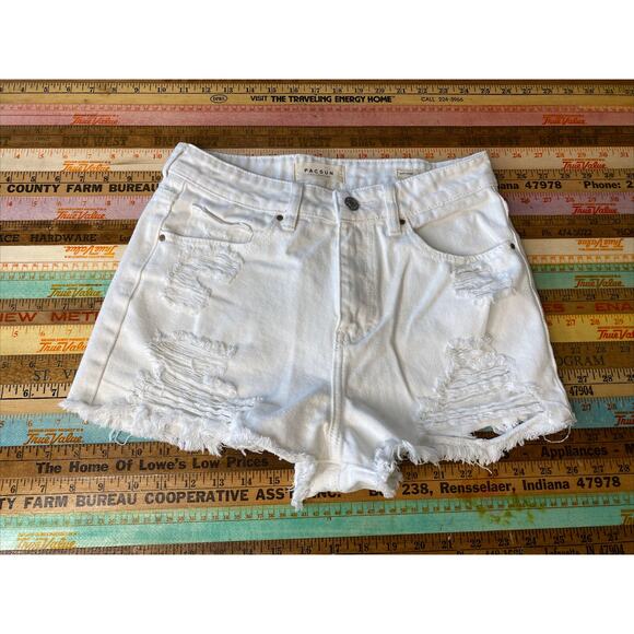 PacSun Pants - PacSun | 4 Shorts Size 27 Cut Off White Distressed Mom Jeans